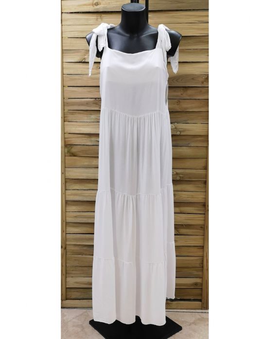 LONG DRESS STRAPLESS A TIE WHITE