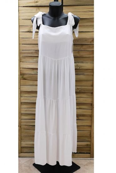 LONG DRESS STRAPLESS A TIE WHITE