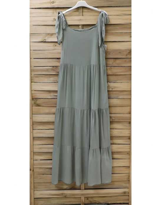 LONG DRESS STRAPLESS A TIE MILITARY GREEN