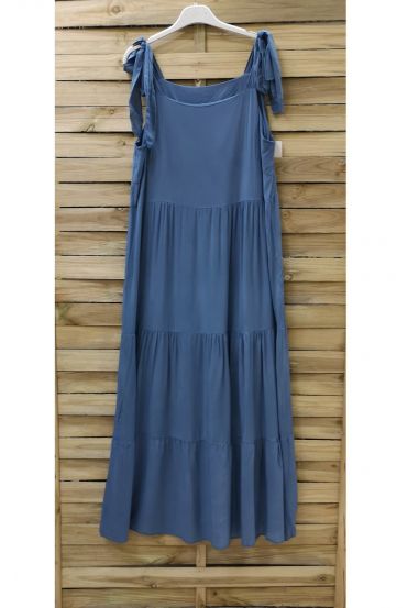 ROBE LONGUE BRETELLES A NOUER BLEU