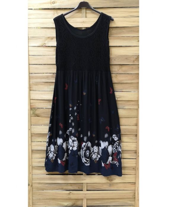 LARGE SIZE DRESS PRINTED 0932 BLACK