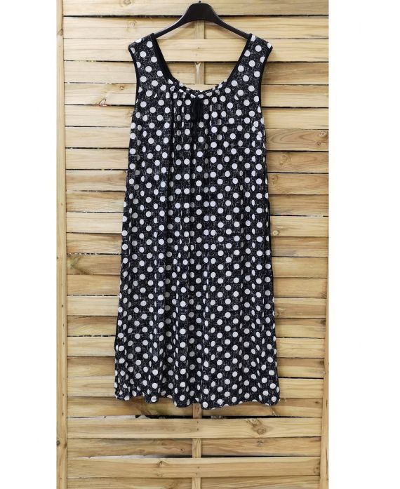 GRANDE TAILLE ROBE A POIS 0933 NOIR