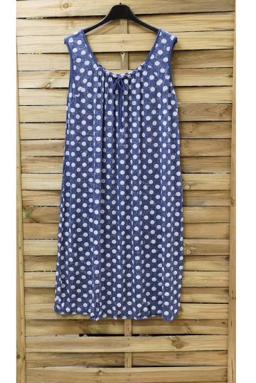 GRANDE TAILLE ROBE A POIS 0933 BLEU