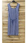 GRANDE TAILLE ROBE A POIS 0933 BLEU