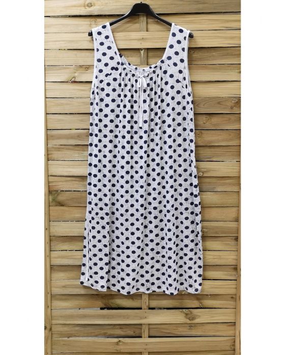 GRANDE TAILLE ROBE A POIS 0933 BLANC