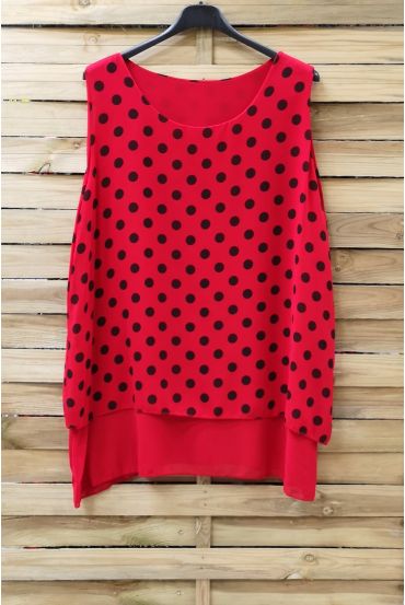 GRANDE TAILLE TOP A POIS 0936 ROUGE