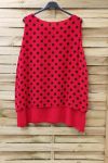 GRANDE TAILLE TOP A POIS 0936 ROUGE