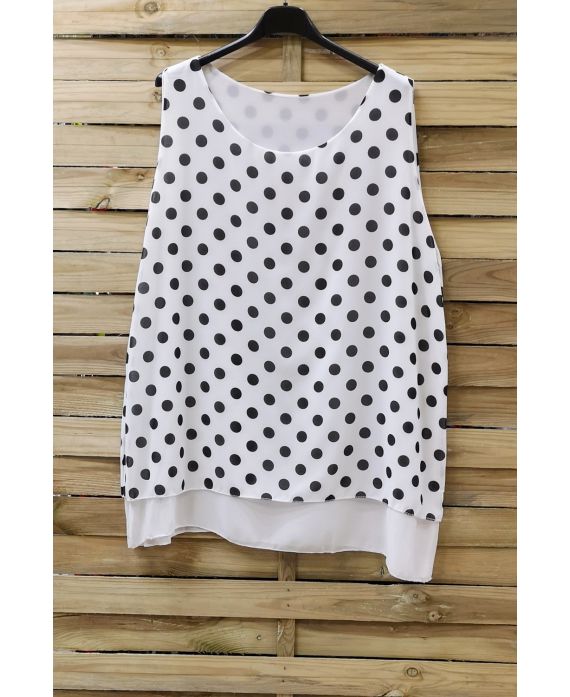 GRANDE TAILLE TOP A POIS 0936 BLANC