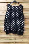 LARGE SIZE TOP HAS POLKA DOTS 0936 BLACK