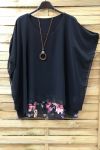 LARGE SIZE TUNIC SUPERPOSEE + NECKLACE 0938 BLACK