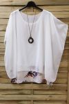 GRANDE TAILLE TUNIQUE SUPERPOSEE + COLLIER 0938 BLANC