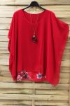 LARGE SIZE TUNIC SUPERPOSEE + NECKLACE 0938 RED