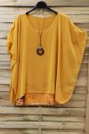 GRANDE TAILLE TUNIQUE SUPERPOSEE + COLLIER 0938 JAUNE