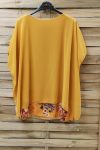 GRANDE TAILLE TUNIQUE SUPERPOSEE + COLLIER 0938 JAUNE