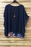 DI GRANDI DIMENSIONI TUNICA SUPERPOSEE + COLLANA 0938 BLU NAVY