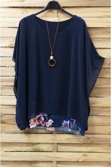 GROOT FORMAAT TUNIEK SUPERPOSEE + KETTING 0938 NAVY BLAUW