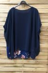 LARGE SIZE TUNIC SUPERPOSEE + NECKLACE 0938 NAVY BLUE