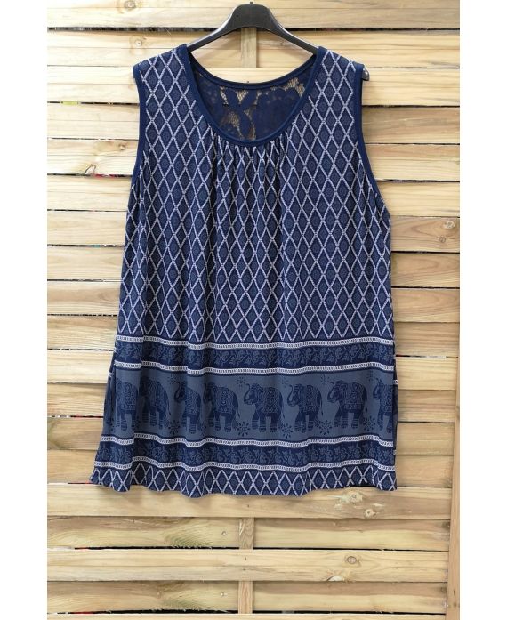 LARGE SIZE TOP PRINTS 0942 NAVY BLUE