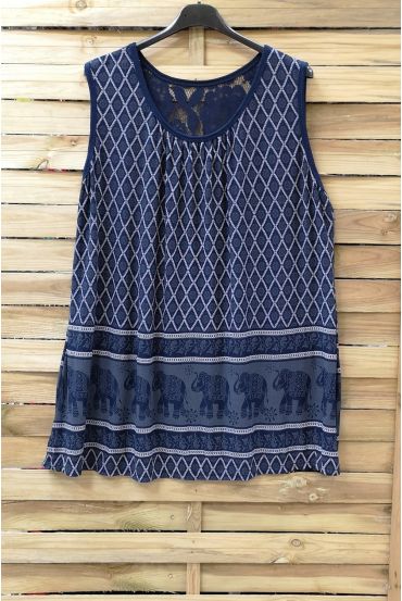 LARGE SIZE TOP PRINTS 0942 NAVY BLUE