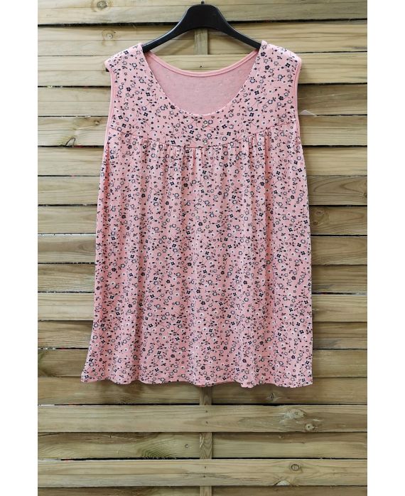 GRANDE TAILLE TOP IMPRIME FLEURS 0943 ROSE