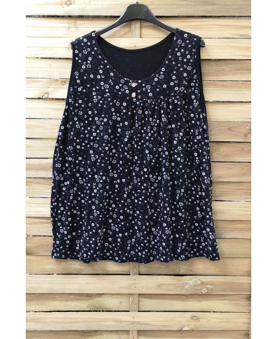 LARGE SIZE TOP PRINT FLOWERS 0943 BLACK