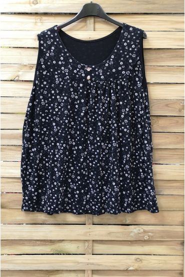 LARGE SIZE TOP PRINT FLOWERS 0943 BLACK