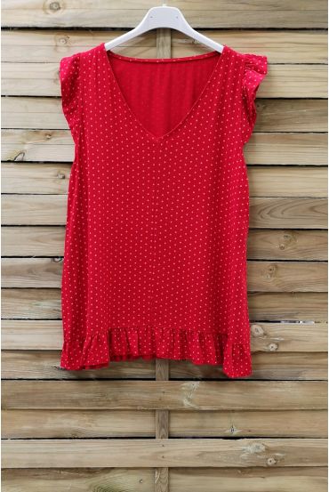 TOP IS VOORZIEN VAN POLKA DOTS 0953 ROOD