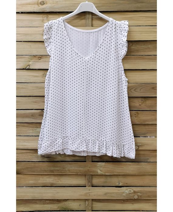 TOP HAS POLKA DOTS 0953 WHITE