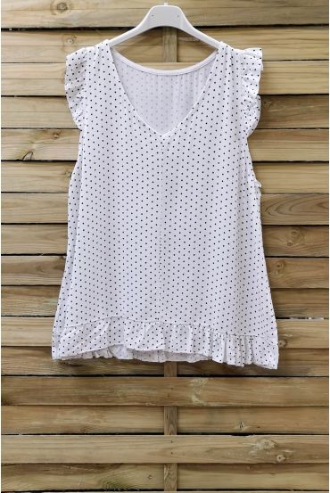 TOP IS VOORZIEN VAN POLKA DOTS 0953 WIT