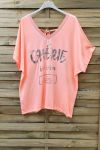 T-SHIRT EFECTO DELAVE CHERIE 0948 ORANGE FLUO