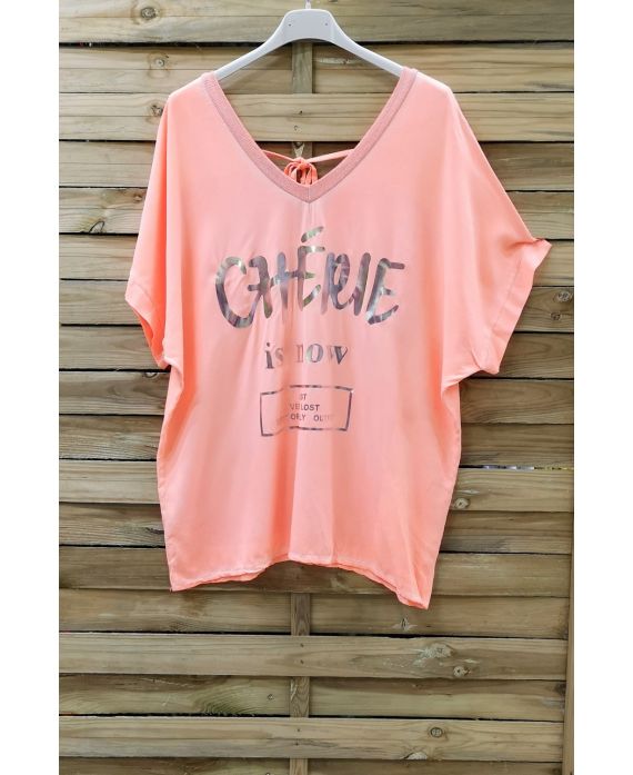 T-SHIRT EFECTO DELAVE CHERIE 0948 ORANGE FLUO