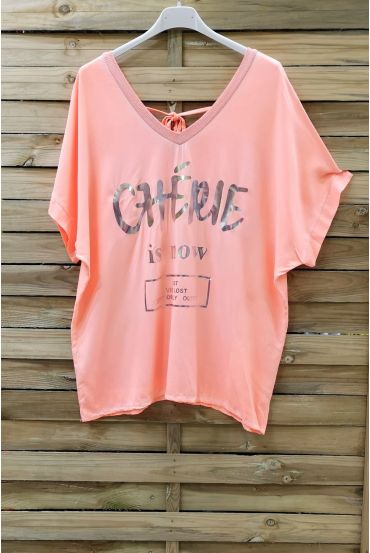 T-SHIRT EFECTO DELAVE CHERIE 0948 ORANGE FLUO