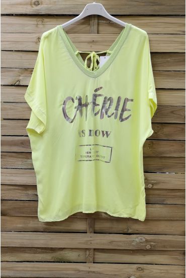 T-SHIRT EFFET DELAVE CHERIE 0948 JAUNE