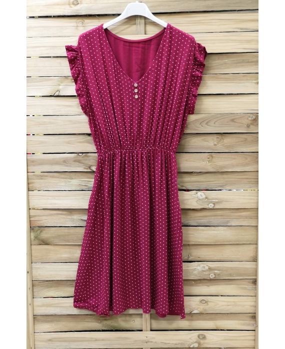 DRESS HAS POLKA DOTS 0950 BORDEAUX