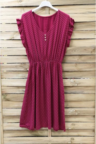 DRESS HAS POLKA DOTS 0950 BORDEAUX