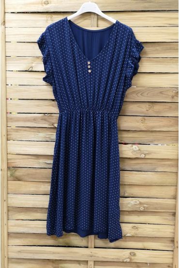 JURK POLKA DOTS 0950 NAVY BLAUW