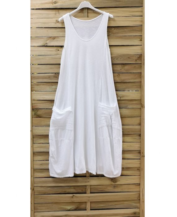 DRESS 2 POCKETS 0951 WHITE