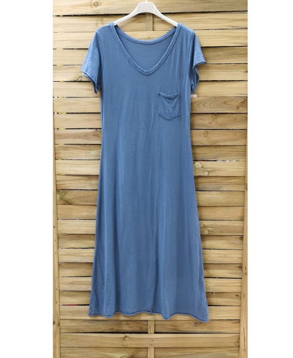 LONG DRESS POCKET 0947 BLUE