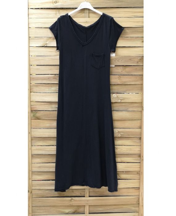 LONG DRESS POCKET 0947 BLACK