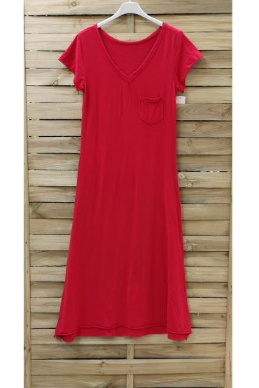 ROBE LONGUE POCHE 0947 ROUGE