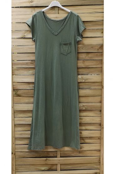 ROBE LONGUE POCHE 0947 VERT MILITAIRE