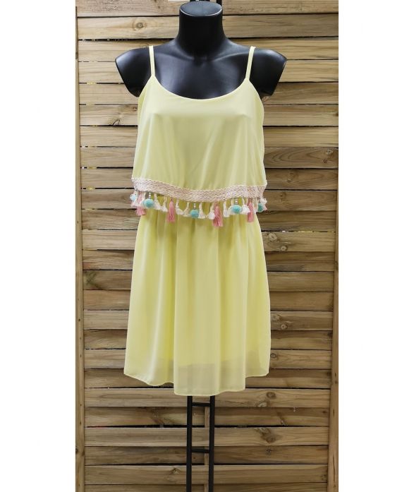 DRESS HAS POM-POMS 0956 YELLOW