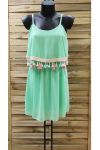 DRESS HAS POM-POMS 0956 PASTEL GREEN