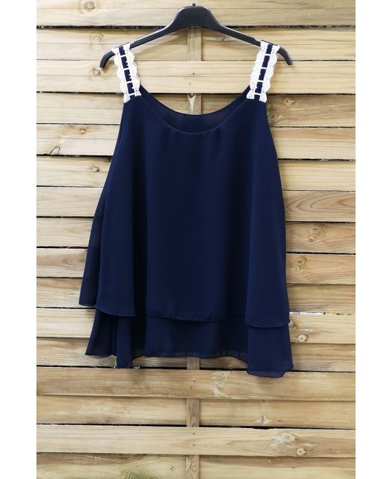 TOP HAS SPAGHETTI STRAPS LACE 0967 NAVY BLUE