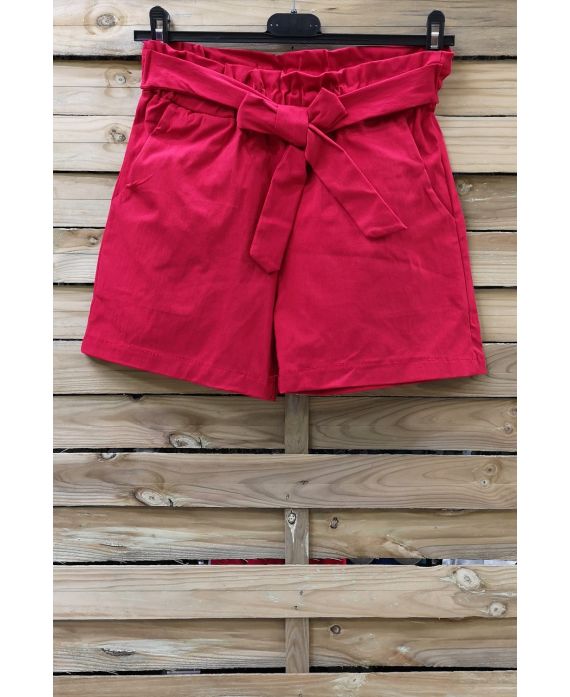 SHORT TAILLE HAUTE 0966 ROUGE