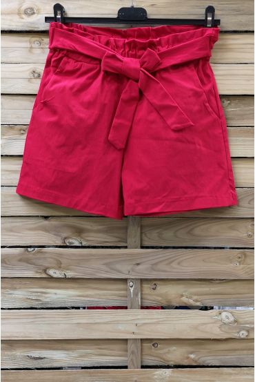 SHORT TAILLE HAUTE 0966 ROUGE