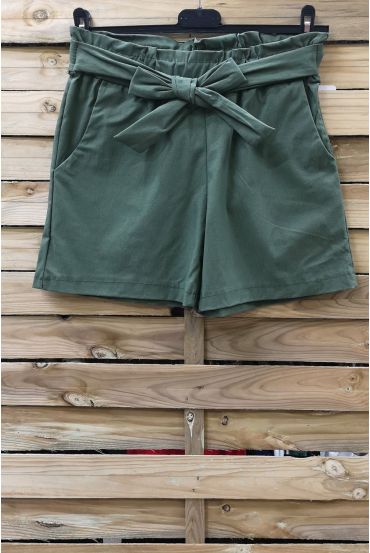 PANTALONES CORTOS DE CINTURA ALTA 0966 VERDE MILITAR