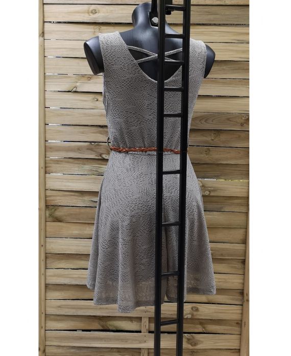 KLEID RÜCKEN KREUZT 0968 TAUPE