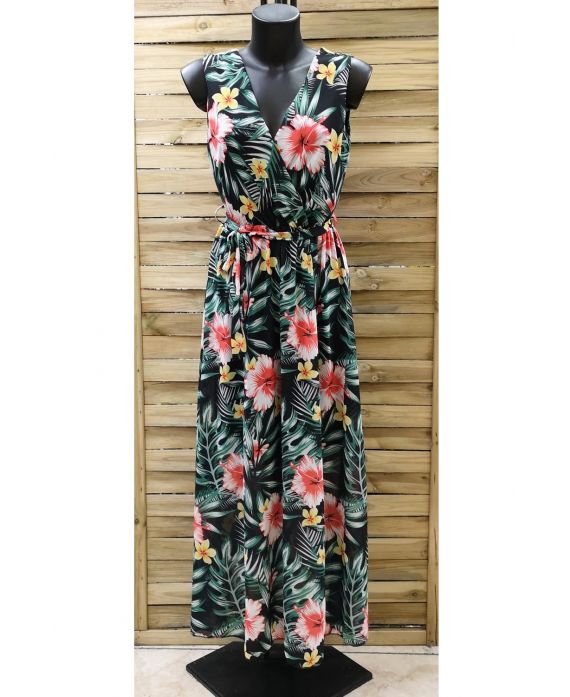 DRESS LONG TROPICAL 0961 BLACK