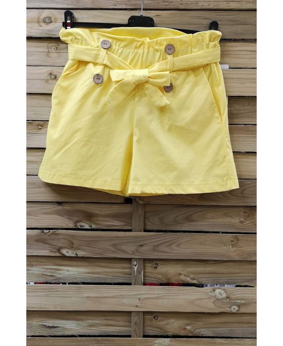 SHORT TAILLE HAUTE 0857 JAUNE